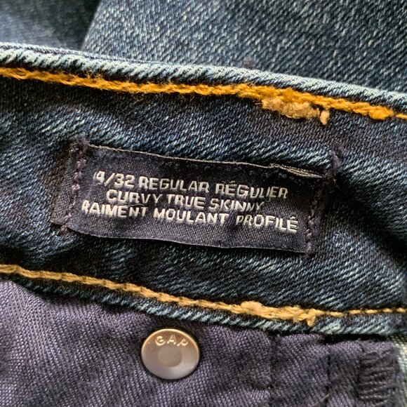 Gap Mid Rise Curvy True Skinny Jeans Dark Indigo 32 / 14 - Picture 10 of 11